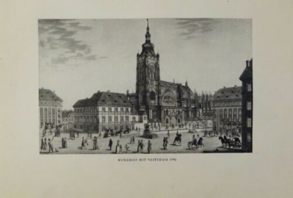 Kupfertiefdruck von 1935 - Prag Burghof mit Veitsdom 1792